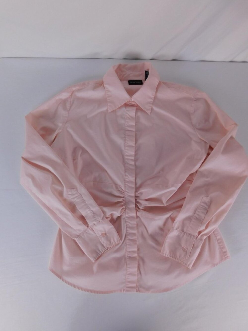 New York & Company Button Up Shirt Womens 12 Pink Collared Long Sleeve Stretch